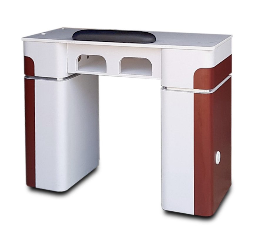 Nail Table T07 (White/ Burgundy) with Dual Dryer Holes