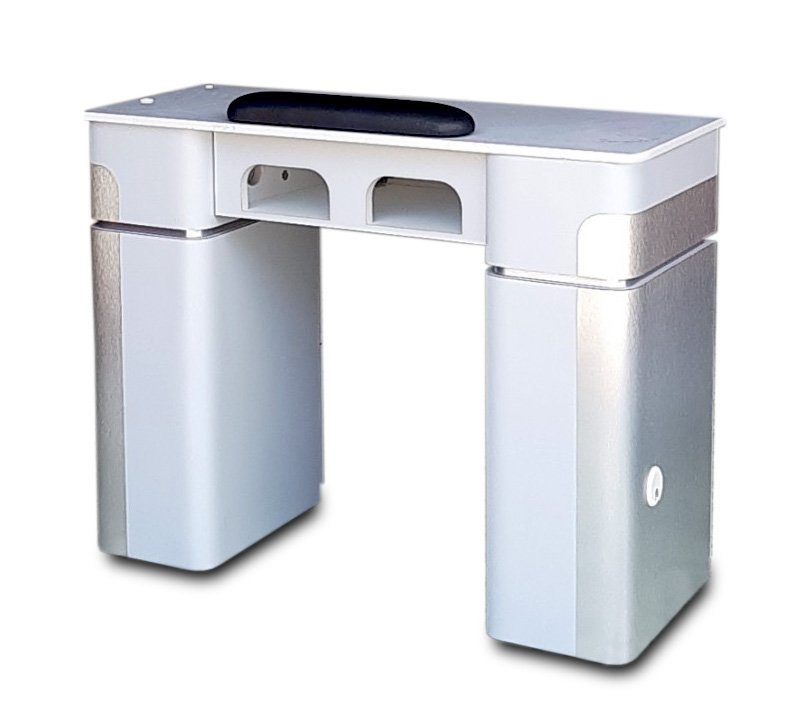 Nail Table T07 (Light Gray/ Aluminum) with Dual Dryer Holes