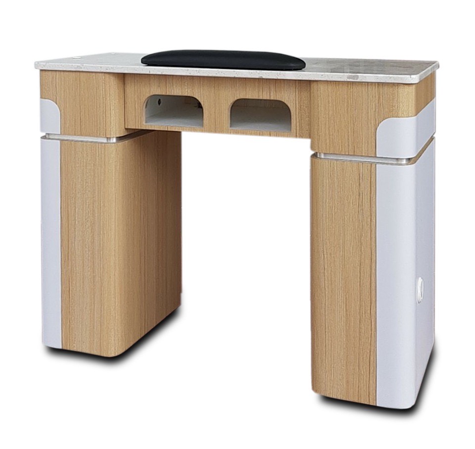 Nail Table T07 (Ashwood/ White) with Dual Dryer Holes