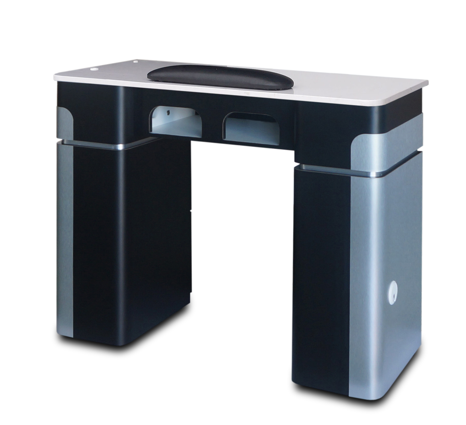 Nail Table T07 (Black/ Aluminum) with Dual Dryer Holes