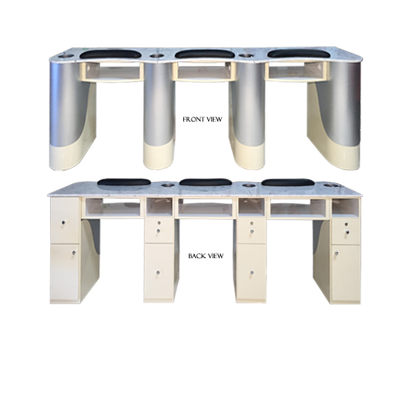 Custom Made Triple Nail Table Aluminum Beige Pedi Spas Of Custom Made Triple Nail Table Aluminum Beige