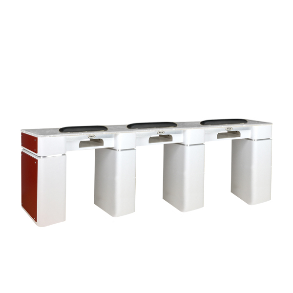Nail Table T-39 Triple (White / Burgundy) with Gel Hole